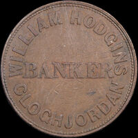 1858 William Hodgins Copper Penny Token A#659 Very fine
