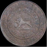 1860 John Andrew & Co. Copper Halfpenny Token A12 Very Fine