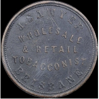 1864 J Sawyer Copper Penny Token A#469 Very Fine