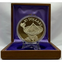 Singapore 1978 Silver 10 Dollar Proof Coin Communication Satellite