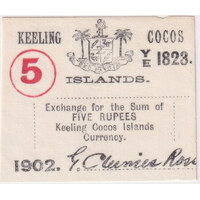 Keeling-Cocos Islands 1902 5 Rupees P#S128 Very Fine