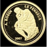 Benin 2007 Gold 1500 Francs Half Gram Coin Rodin's The Thinker