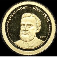 Mongolia 2007 Gold 500 Togrog Half Gram Coin Alfred Nobel