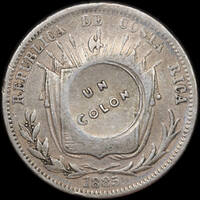 Costa Rica 1923 Silver Colon KM# 163 Good EF
