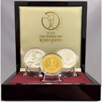 South Korea 2002 Gold and Silver Three Coin Proof Set Fifa World Cup
