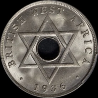 British West Africa 1936-H Copper Nickel Penny KM#9 PCGS MS64