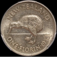 New Zealand 1936 Silver Florin KM#4 PCGS MS62