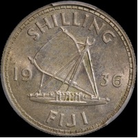 Fiji 1936 Silver Shilling KM#4 PCGS MS63