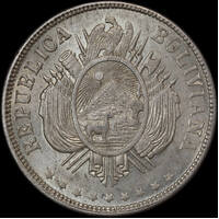 Bolivia 1872 Silver Boliviano KM# 160.1 good EF