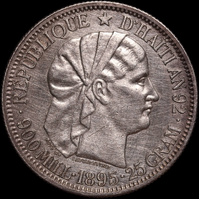 Haiti 1895 Silver 1 Gourde KM# 46 good EF