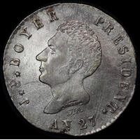 Haiti AN 27 / 1830 Silver 100 Centimes KM#A23 GEF