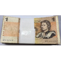 Bundle of 100 Australian Paper $1 Notes Circulated Condition