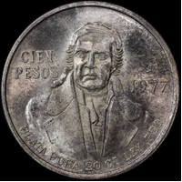Mexico 1977 Silver 100 Pesos KM#483 Uncirculated