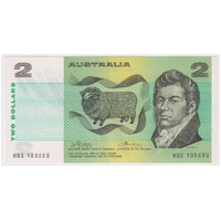 1974 $2 Note Australia Phillips/Wheeler R85 GEF 100k Serial Number