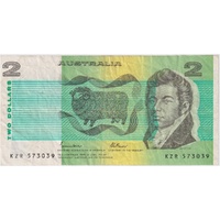 1985 $2 Note Johnston/Fraser 6mm Registration Shift Error R89 good VF