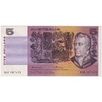 1976 $5 Note Gothic Side Knight/Wheeler Intaglio Fadeout Error R206b EF