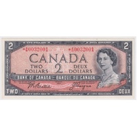 Canada 1954 2 Dollar Star Replacement Note Beattie/Coyne P#67bz Uncirculated