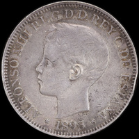 Puerto Rico 1895 Silver Peso KM#24 EF