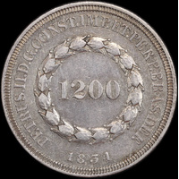 Brazil 1834 Silver 1,200 Reis KM#454 good VF