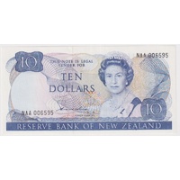 New Zealand 1981 $10 Note NAA First Prefix P#172a Uncirculated