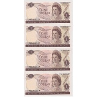 New Zealand 1977 $1 Star Note Consecutive Run of 4 Pick#163d Uncirculated