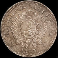 Argentina 1883 Silver 50 Centavos KM#28 EF