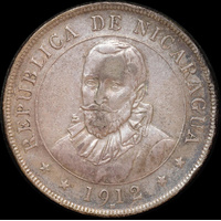Nicaragua 1912 Silver 50 Centavos KM#15 EF