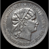 Haiti 1887 Silver 1 Gourde KM#46 good EF