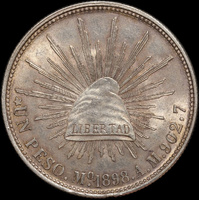 Mexico 1898 Mo Silver Peso KM# 409.2 good EF