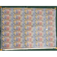 Samoa 1990 2 Tala Uncut Sheet of 35 Notes  Uncirculated