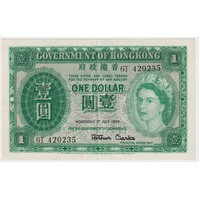 Hong Kong 1959 1 Dollar P# 324a Uncirculated