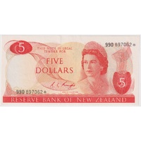 New Zealand 5 Dollar Star Note 1975 P# 165c Uncirculated