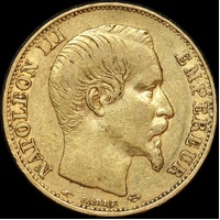 France 1857-A Gold 20 Franc Napoleon KM#781.1 EF