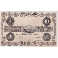 Union Bank of Australia (Melbourne) 1870 10 Pounds Unissued Printer's Proof MVR# 2a Uncirculated