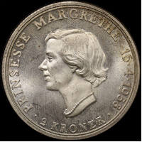 Denmark 1958 Silver 2 Kroner Frederick IX KM#845 Uncirculated