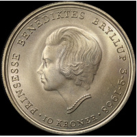 Denmark 1968 Silver 10 Kroner Frederick IX KM#857 Uncirculated