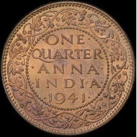 India (British) 1941 1/4 Anna KM#531 Uncirculated
