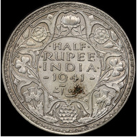 India (British) 1941 Silver 1/2 Rupee KM#551 Uncirculated