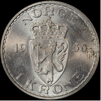 Norway 1956 1 Krone KM#397 Uncirculated