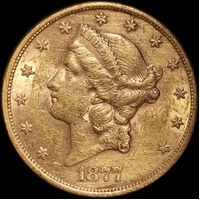 United States 1877-S Gold $20 Double Eagle good EF