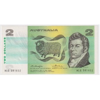 1976 $2 Note Gothic Serials Centre Thread Knight/Wheeler HLQ First Prefix R86aF GEF