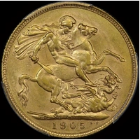 1905 Perth Edward VII Sovereign GEF (PCGS AU55)