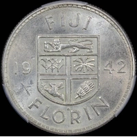 Fiji 1942-S Silver Florin KM# 13a PCGS AU58