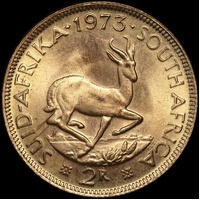 South Africa 1973 Gold 2 Rand KM# 64 Choice Uncirculated