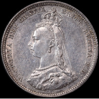 1887 Silver Shilling Victoria S#3926 good EF