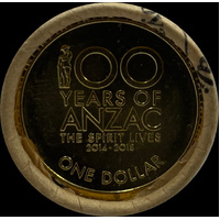 2017 One Dollar Mint Roll 100 Years of ANZAC Spirit Heads / Tails