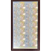 Samoa 1990 2 Tala Uncut Sheet of 14 Notes in Frame Uncirculated