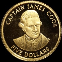 Cook Islands 2001 Gold Proof 5 Dollars KM# 242922 Captain Cook