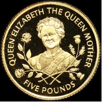 Guernsey 1995 Gold Proof 5 Pounds KM# 67 Queen Mother