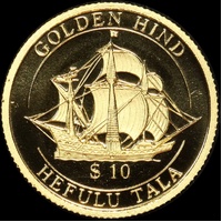 Tokelau 1997 Gold Proof 10 Tala KM# 31 Golden Hind